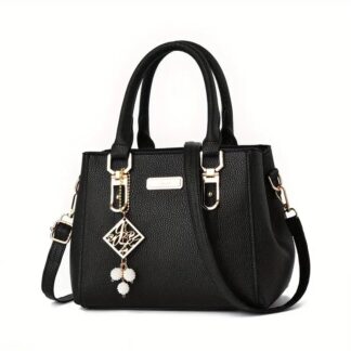 Stylish Black Tote Bag with Adjustable Strap, Elegant & Spacious Everyday Handbag for Women