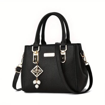 Stylish Black Tote Bag with Adjustable Strap, Elegant & Spacious Everyday Handbag for Women
